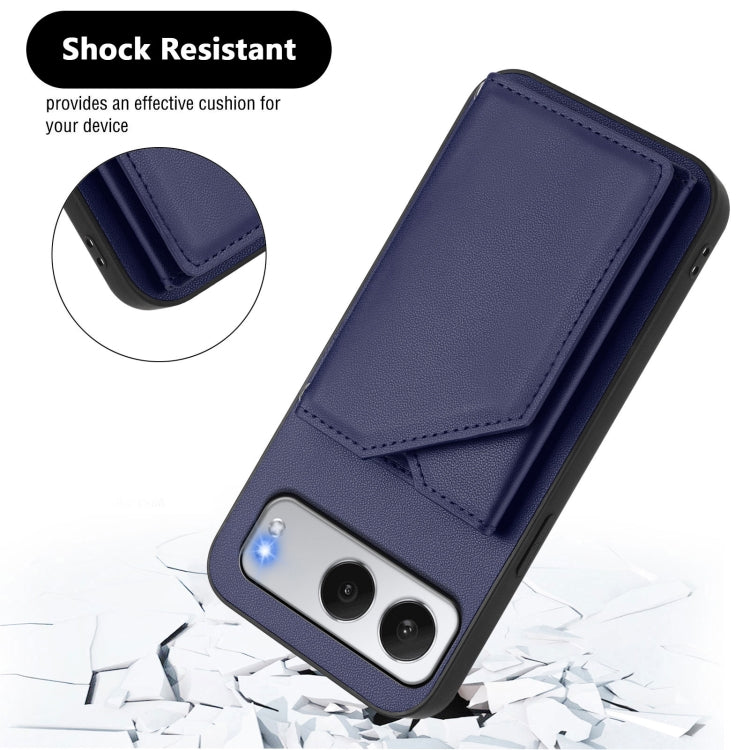 Funda para OnePlus Nord 4 con 4 Ranuras para Tarjetas y Correa para Muñeca (Azul)