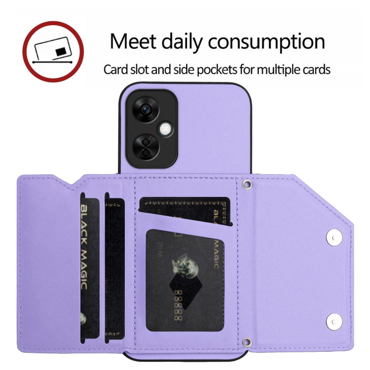 Funda para Teléfono OnePlus Nord Ce 3 Lite Skin Feel con 4 Ranuras y Correa (Morado)