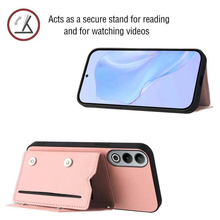 Funda para OnePlus Nord Ce4 con 4 Ranuras para Tarjetas y Correa para Muñeca (Rosa)