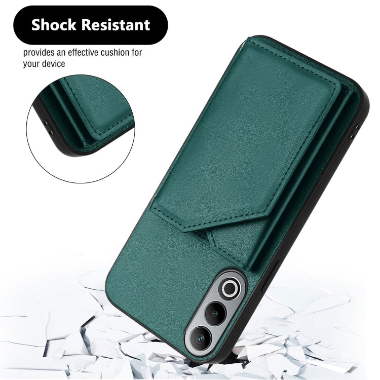Funda para OnePlus Nord Ce4 con 4 Ranuras para Tarjetas y Correa para Muñeca (Verde)