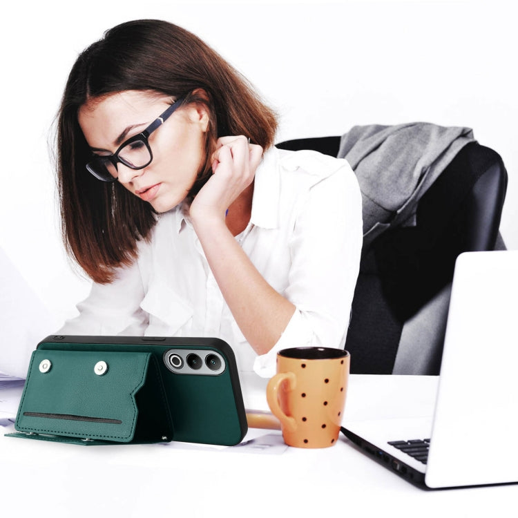 Funda para OnePlus Nord Ce4 con 4 Ranuras para Tarjetas y Correa para Muñeca (Verde)