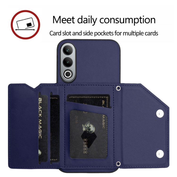 Funda para Teléfono OnePlus Nord Ce4 con 4 Ranuras para Tarjetas y Correa (Azul)