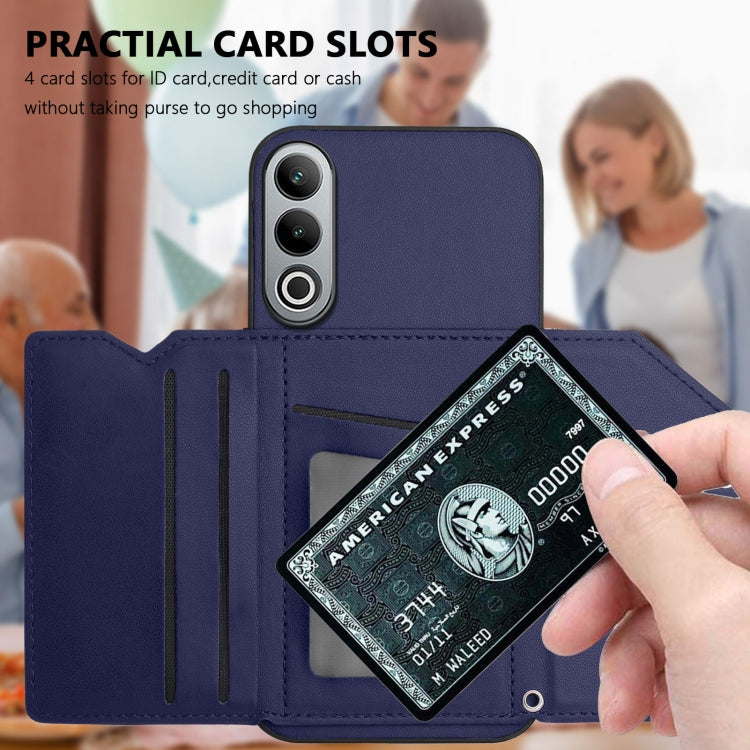 Funda para Teléfono OnePlus Nord Ce4 con 4 Ranuras para Tarjetas y Correa (Azul)