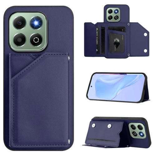 Funda para Teléfono Honor X6B Skin Feel con 4 Ranuras para Tarjetas y Correa (Azul)
