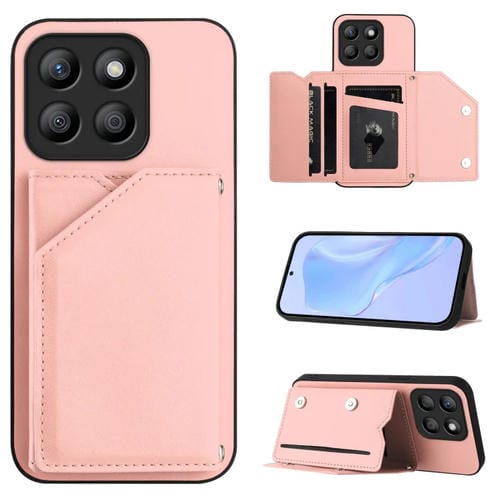 Funda para Teléfono Honor X8B con 4 Ranuras para Tarjetas y Correa (Rosa)