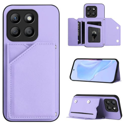 Funda para Teléfono Honor X8B con 4 Ranuras para Tarjetas y Correa (Morado)