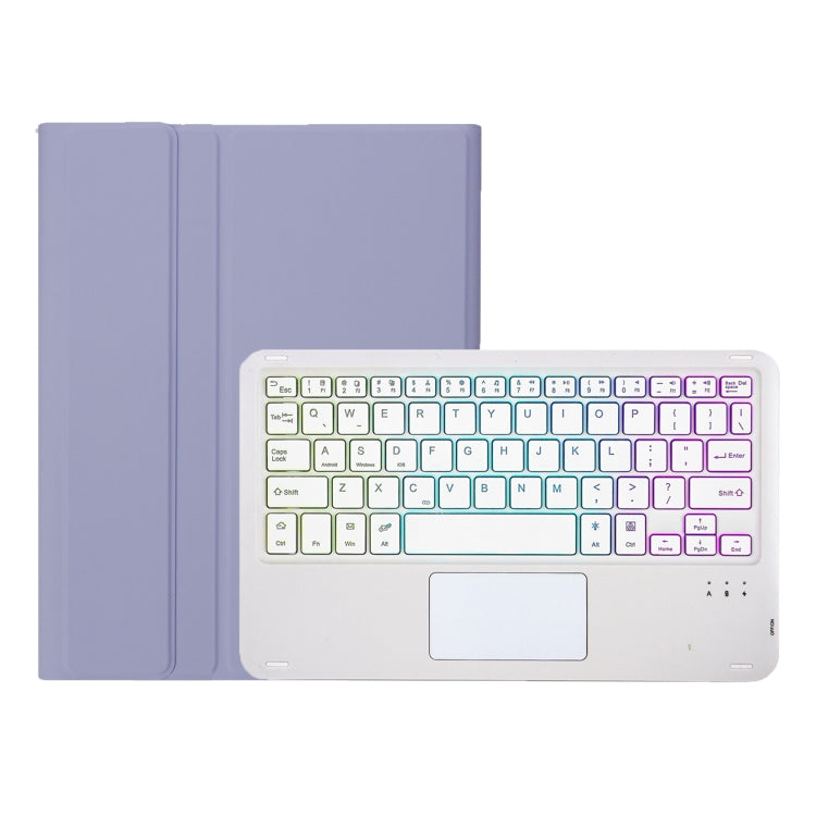 Funda de Cuero para Tableta Huawei Matepad Se 10.4 Ah13-As con Teclado Bluetooth, Retroiluminación, Panel Táctil (Blanco Lavanda)
