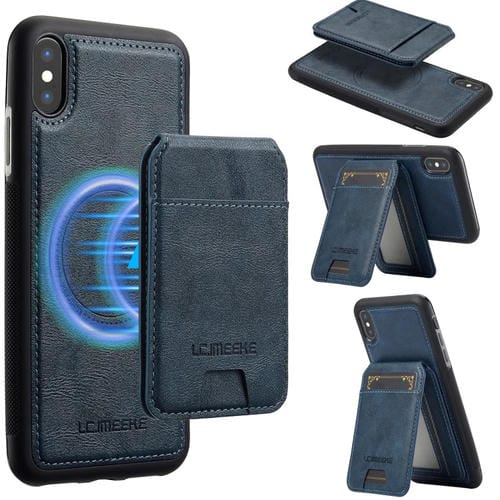 Funda para Teléfono Lc.Imeeke L3 Series con Funda Tarjeta Rfid Desmontable Magsafe para iPhone Xr (Azul)