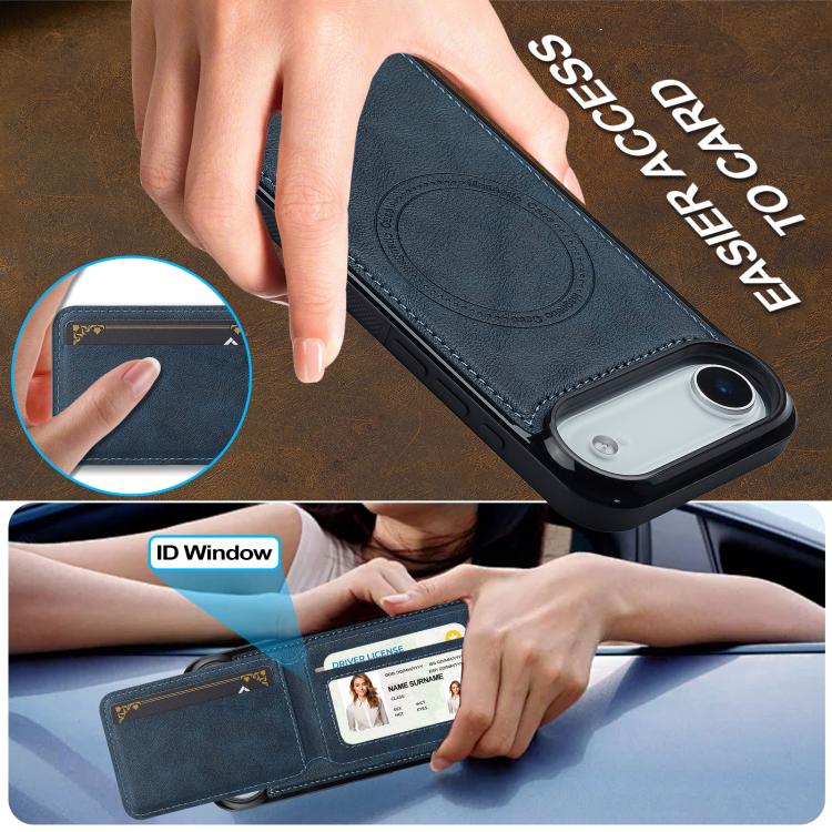 Funda para iPhone 17 Air LC.IMEEKE L3 con tarjetero RFID desmontable y Magsafe (azul)