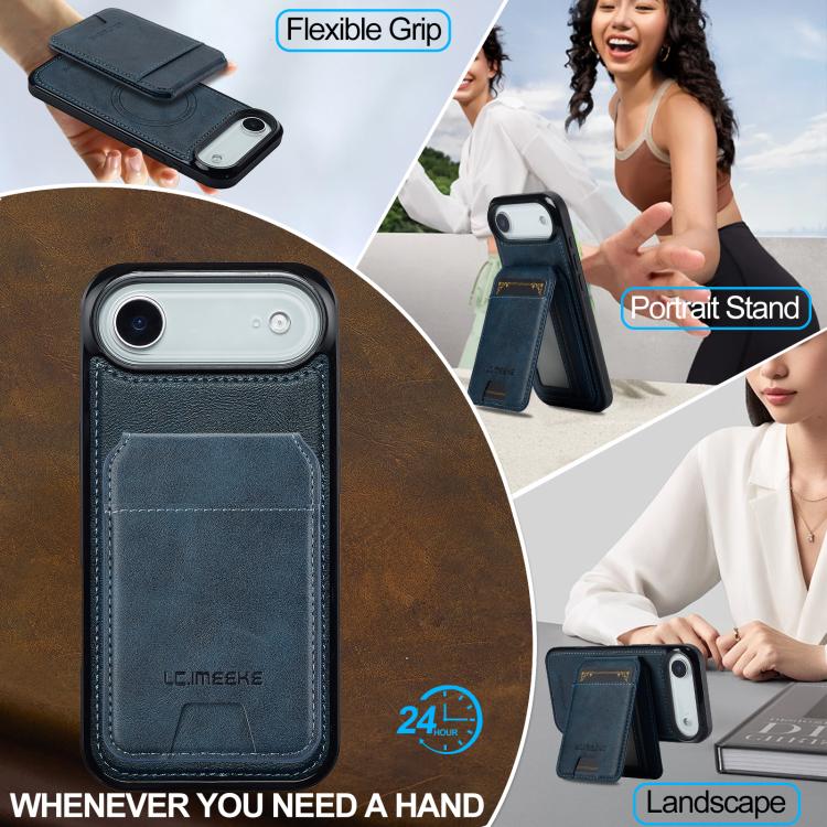 Funda para iPhone 17 Air LC.IMEEKE L3 con tarjetero RFID desmontable y Magsafe (azul)
