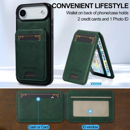 Funda para iPhone 17 Air LC.IMEEKE L3 Series con tarjetero RFID desmontable y Magsafe (verde)