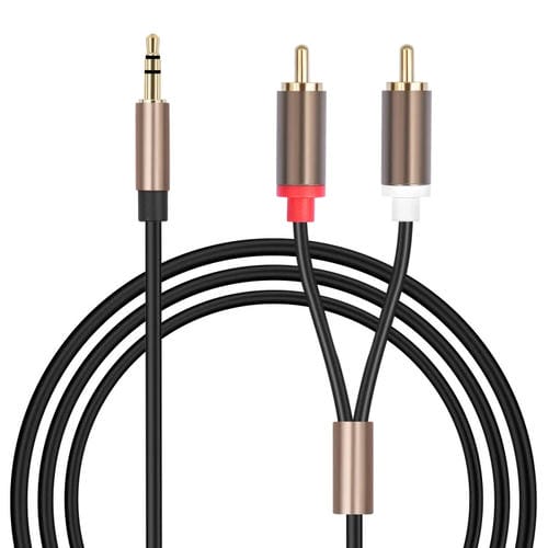 Cable de Audio 3,5mm Macho a 2 RCA Macho Conector Amplificador 2 m (Gris Negro)