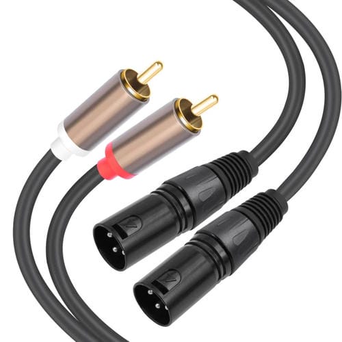 Cable de Audio Balanceado 2 RCA Macho a 2 XLR Macho 1,5 m (Negro)