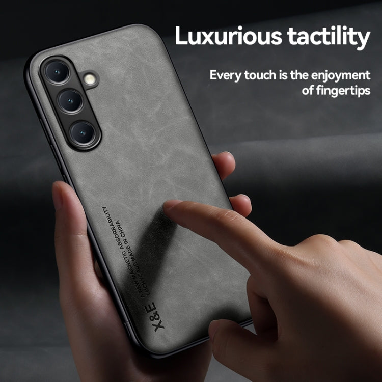 Funda de cuero magnética con textura de piel para Samsung Galaxy S25 Edge 5G (verde)