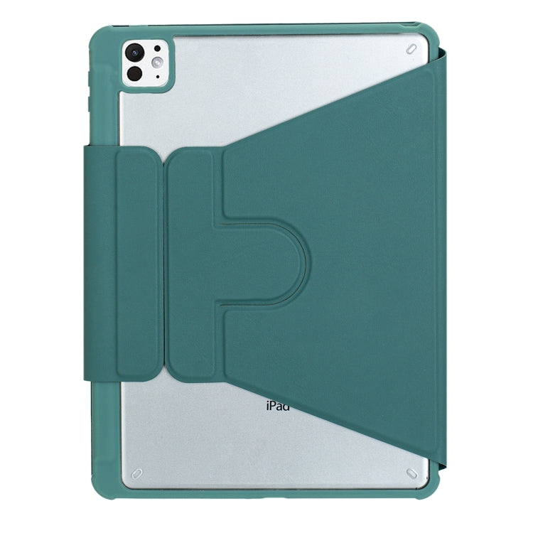 Funda con Teclado Bluetooth Cuero Transparente Acrílico Rotación 360° para iPad Pro 11 (2024) L13-As Control Táctil Retroiluminación (Verde)