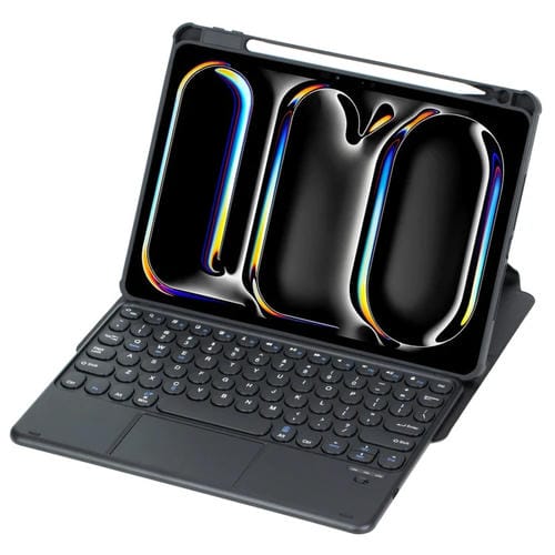 Funda de Cuero con Teclado Bluetooth para iPad Pro 11 2024 Yl13-A con Rotación 360° y Teclas Redondas (Negro)