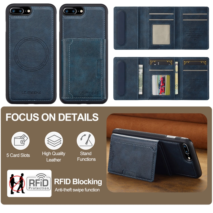 Estuche para Teléfono Lc.Imeeke L5 Series con Funda para Tarjeta Rfid Desmontable Magsafe para iPhone 16E (Azul)