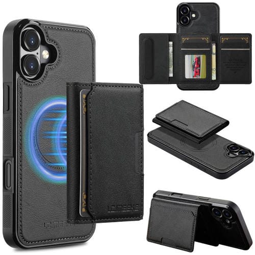Funda para iPhone 17 LC.IMEEKE L5 con tarjetero RFID desmontable y Magsafe (negra)