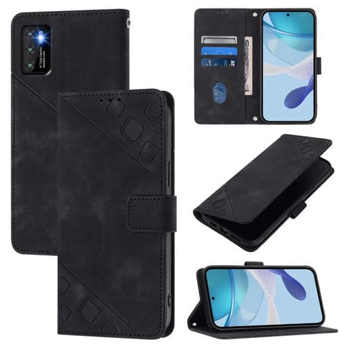 Funda de Piel con Relieve para Teléfono Cubot P50 (Negra)