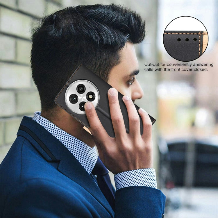 Funda de Cuero Antirrobo con Protección RFID para OnePlus 13 (Negro)
