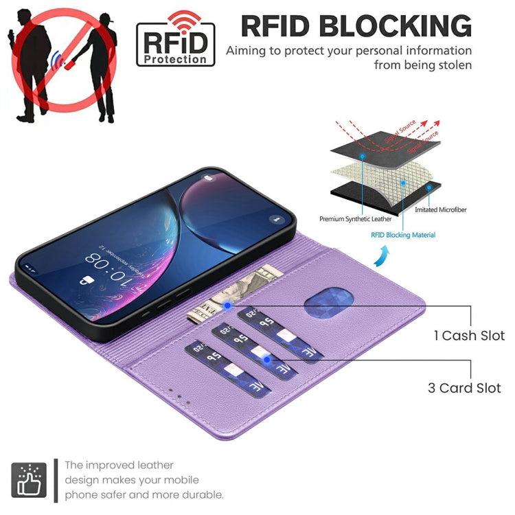 Funda de Cuero Antirrobo Rfid con Textura Litchi para OnePlus 13 (Morado)