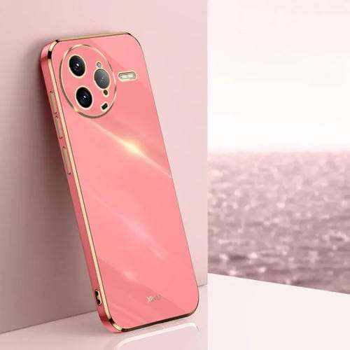 Funda de TPU con Borde Dorado y Revestimiento 6D Recto para Redmi K80 Pro Xinli (Rojo Espino)