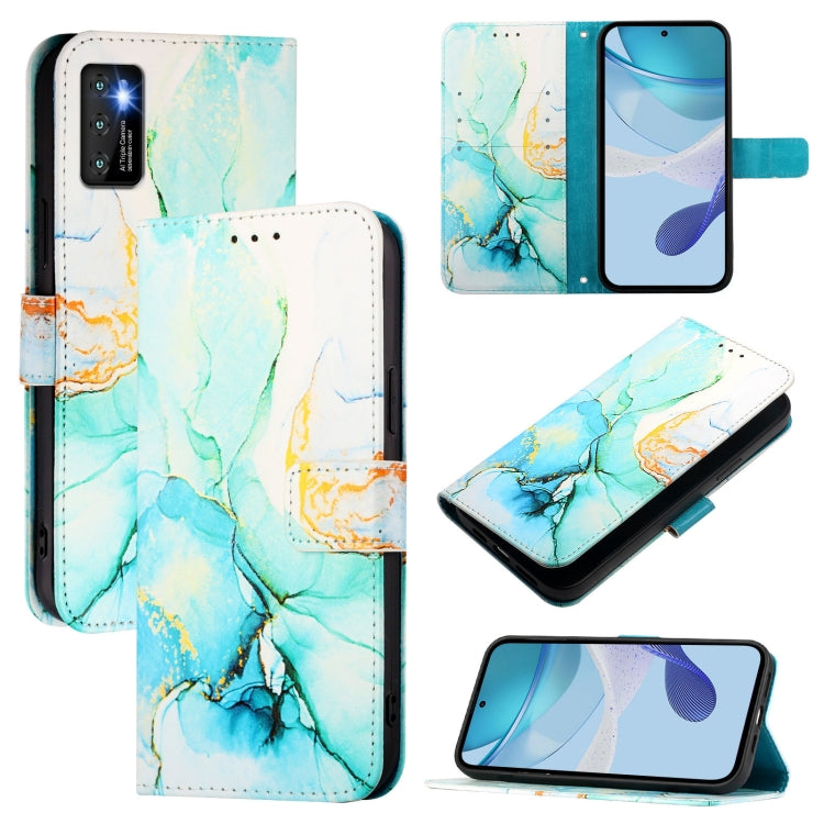Funda de Cuero con Tapa para Cubot P50 Pt003 Diseño Mármol (Verde)