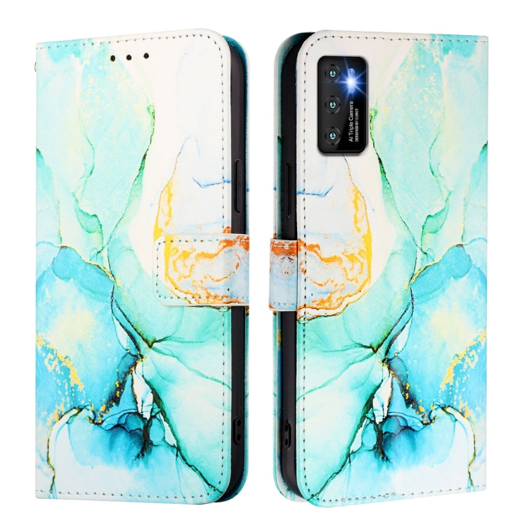 Funda de Cuero con Tapa para Cubot P50 Pt003 Diseño Mármol (Verde)