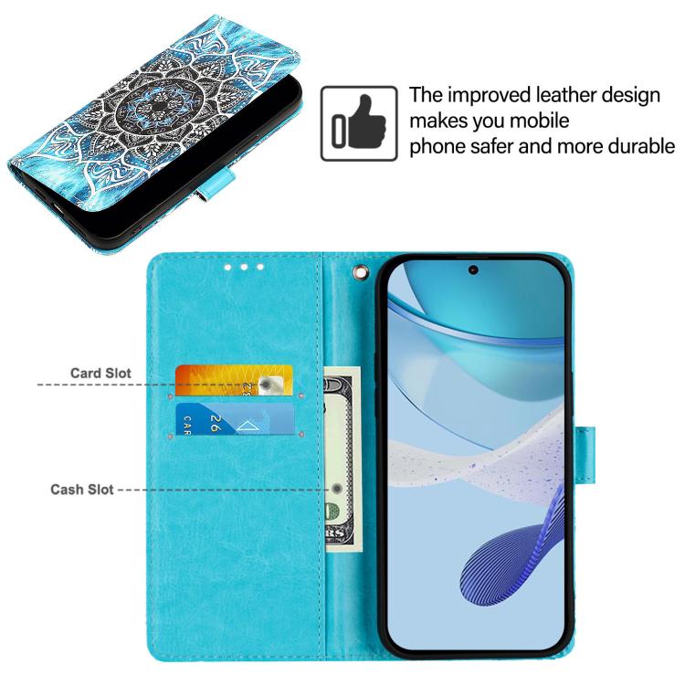 Funda de Cuero para Infinix Hot 9 y Hot 9 Pro con Tejido Liso y Estampado Mandala Submarina