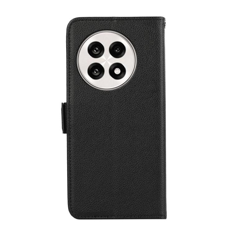 Funda de Cuero con Patrón de Lichi y Cierre Magnético Lateral para OnePlus Ace 5 Pro/Ace 5 Abeel (Negro)