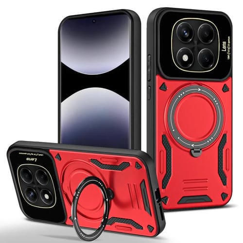 Funda para Redmi Note 14 Pro 4G con soporte MagSafe y ventana grande (roja)