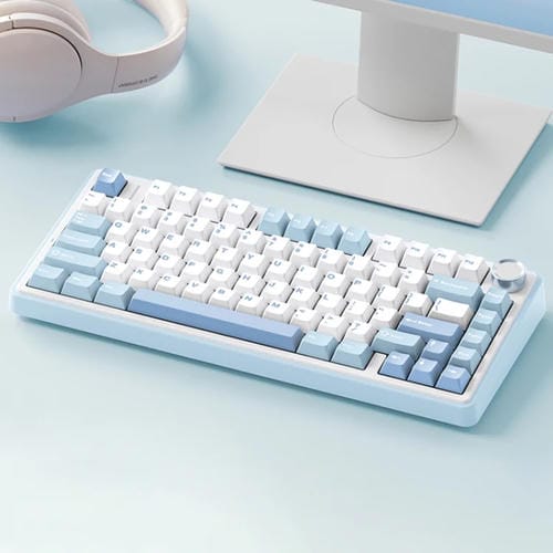 Teclado Mecánico Aula F75 80 Teclas con Cable, 2,4G y Bluetooth, RGB Personalizado (Azul Marino)