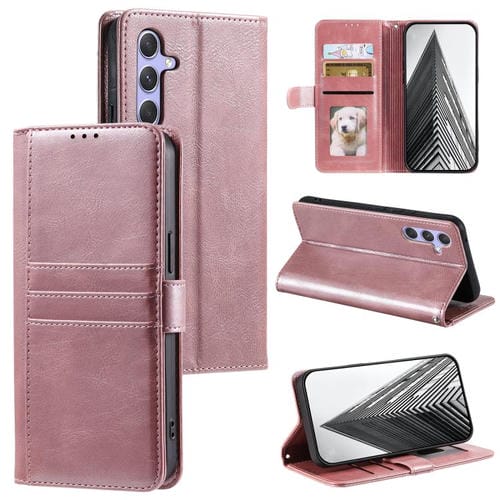 Funda de cuero tipo cartera para Samsung Galaxy A17 5G (oro rosa)