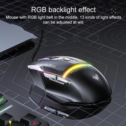 Ratón para Juegos Aula S12 Pro con Cable RGB de 12800 Dpi (Blanco)