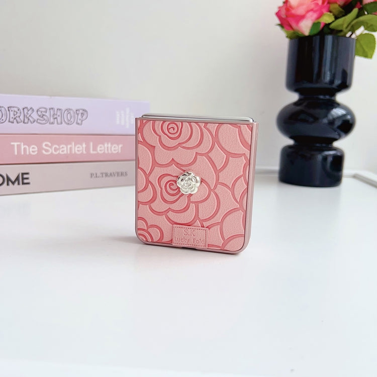 Funda para Teléfono Huawei Nova Flip Diseño de Cuadros 3D Camelia (Rosa)