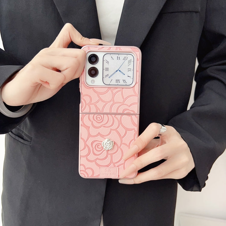 Funda para Teléfono Huawei Nova Flip Diseño de Cuadros 3D Camelia (Rosa)