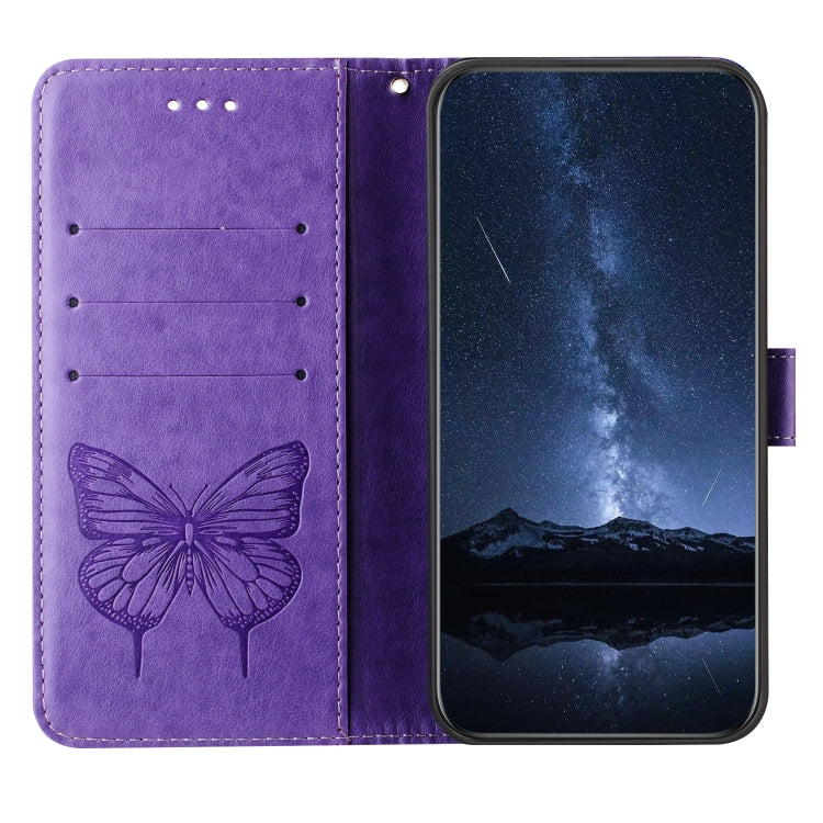 Funda de Cuero Cubot P50 Diseño Mariposa En Relieve (Morado Claro)