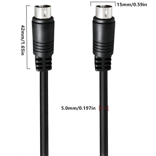 Cable Adaptador de Señal de Alimentación de Audio 3 Pines Macho a Din Central (Negro) 0,5 m