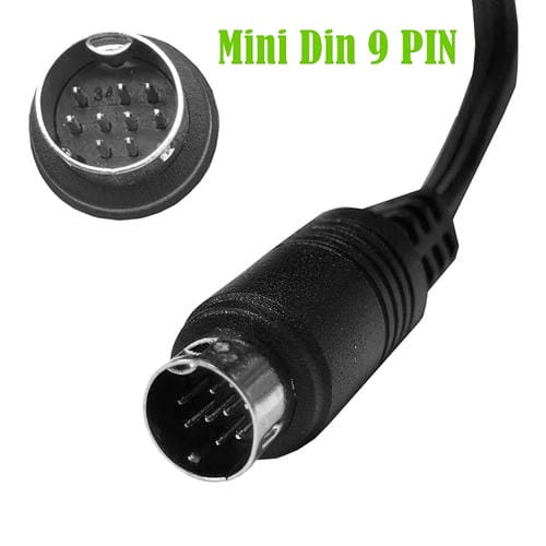 Cable Adaptador de Audio para TV 9 Pines Mini Din Curvo 1,8 Metros (Negro)