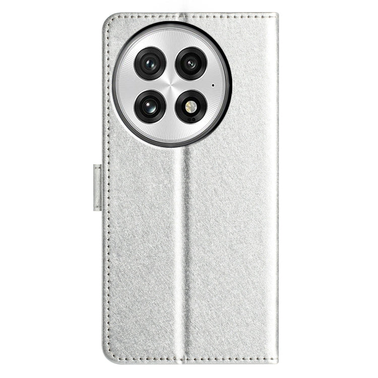Funda de Cuero con Tapa Horizontal y Textura de Seda para OnePlus 13 (Plateada)