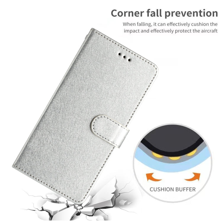 Funda de Cuero con Tapa Horizontal y Textura de Seda para OnePlus 13 (Plateada)