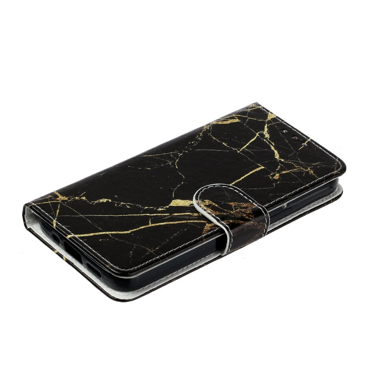 Funda de Cuero para OnePlus 13 con Patrón Mármol y Dibujo de Colores (Mármol Negro y Dorado)