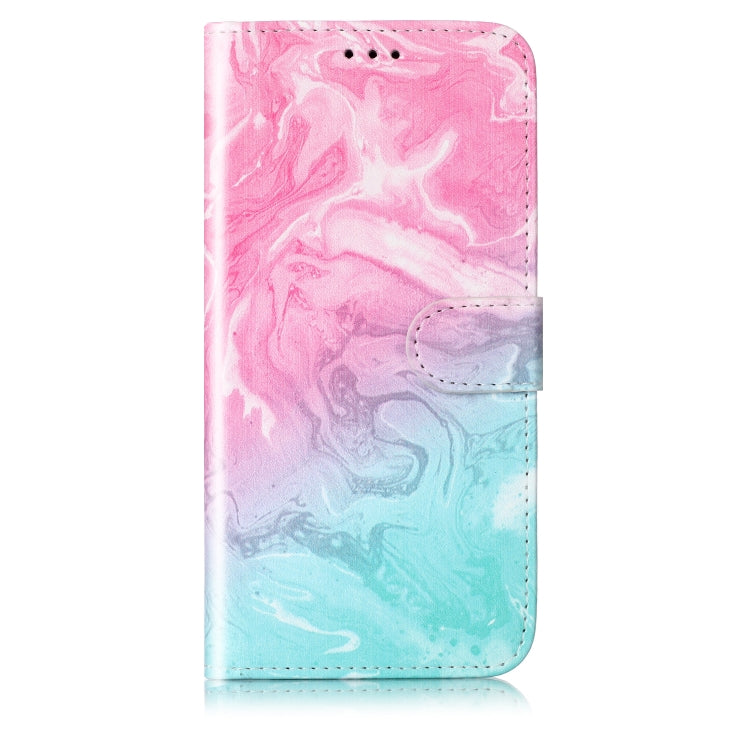 Funda de Cuero para OnePlus 13 con Patrón de Mármol y Dibujo de Colores (Mármol Rosa y Verde)