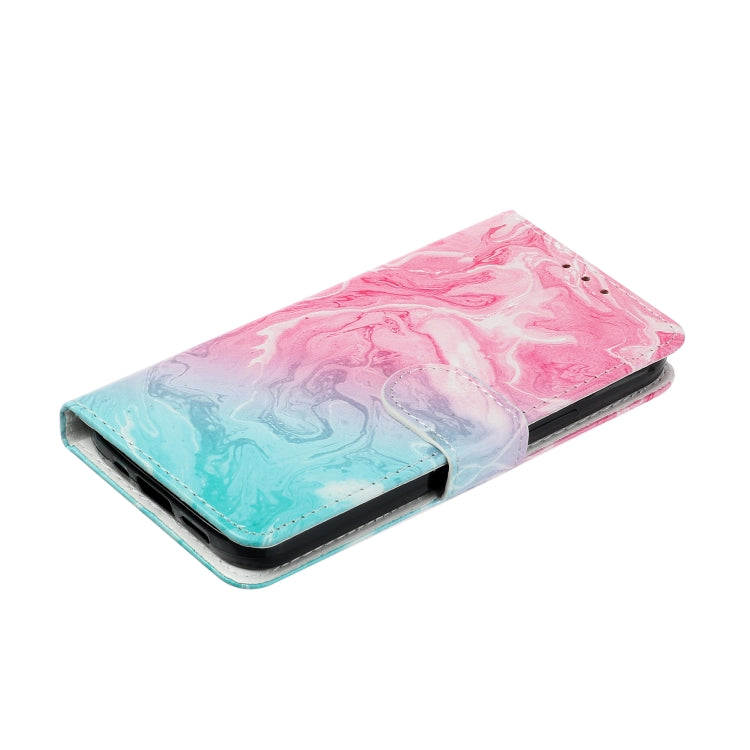 Funda de Cuero para OnePlus 13 con Patrón de Mármol y Dibujo de Colores (Mármol Rosa y Verde)
