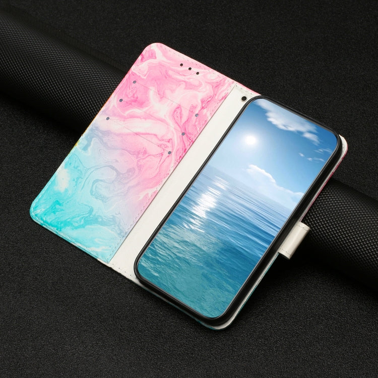 Funda de Cuero para OnePlus 13 con Patrón de Mármol y Dibujo de Colores (Mármol Rosa y Verde)