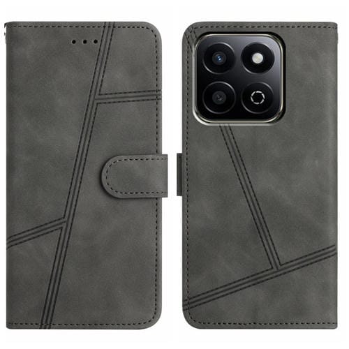 Funda de Cuero con Costuras y Tacto Inteligente para Honor X7C 4G/200 (Gris)
