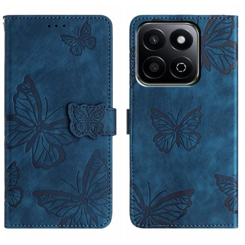 Funda de Piel con Relieve de Mariposa para Honor X7C 4G/200 (Azul)