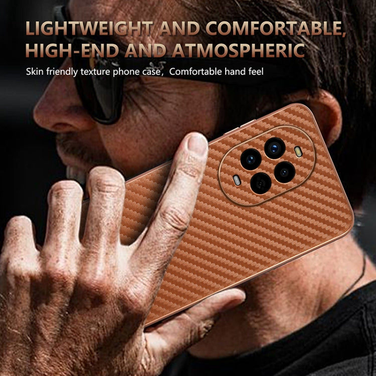 Funda para Teléfono Azns Huawei Nova 13 Pro con Textura de Fibra de Carbono y Borde Galvanizado (Negra)