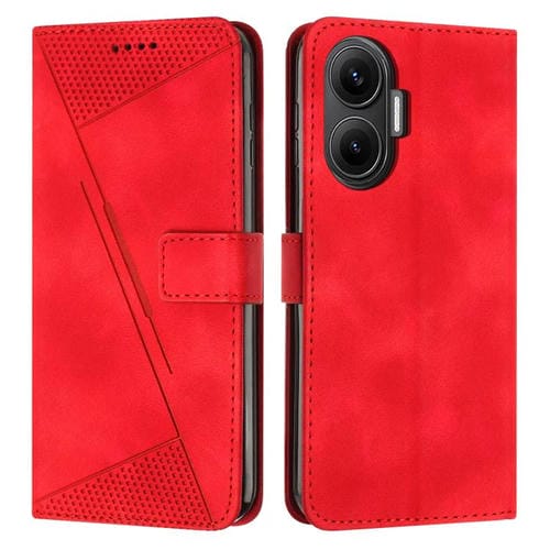 Funda de cuero triangular con cordón para Xiaomi Poco F7 Dream (roja)