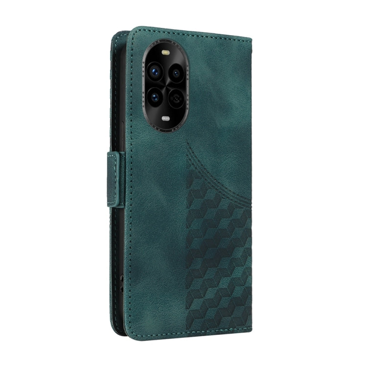 Funda de Cuero Huawei Nova 13 Pro con Rombos en Relieve y Estrellas (Verde)